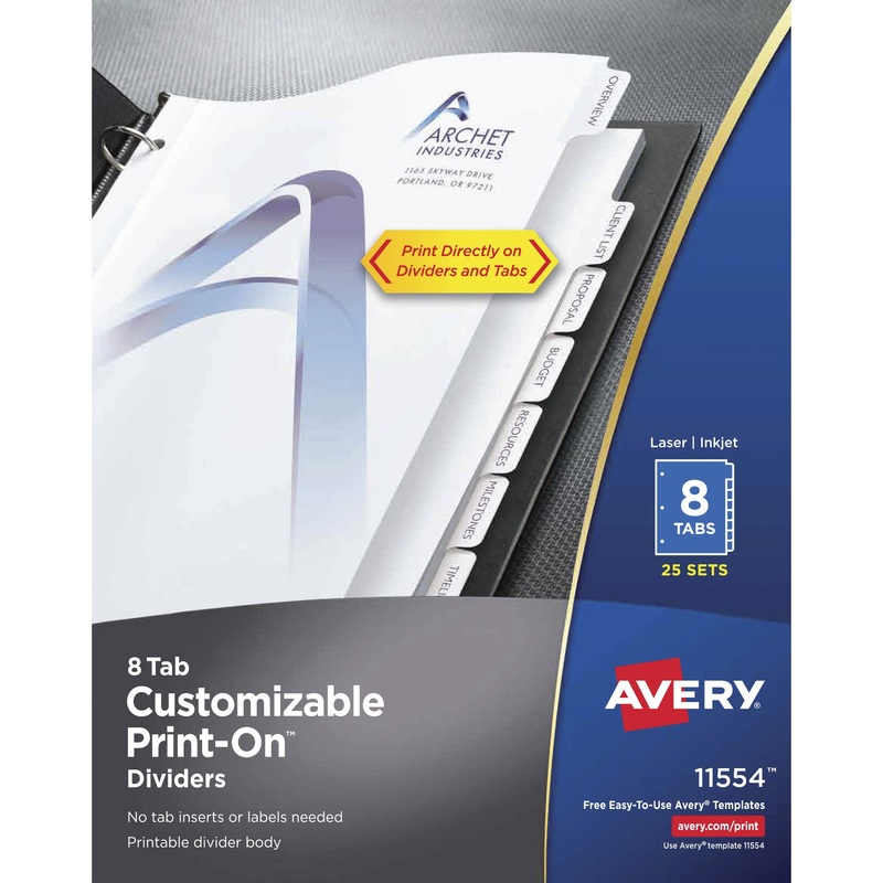Avery Customizable Print-On Dividers – AVE11554