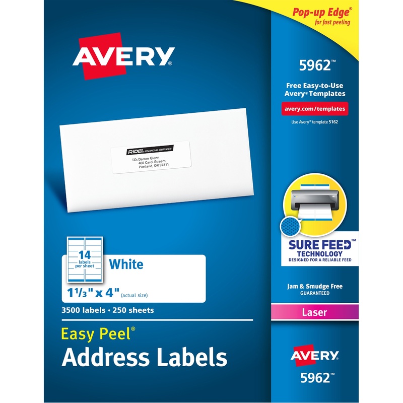 Avery Easy Peel Mailing Laser Labels – AVE5962