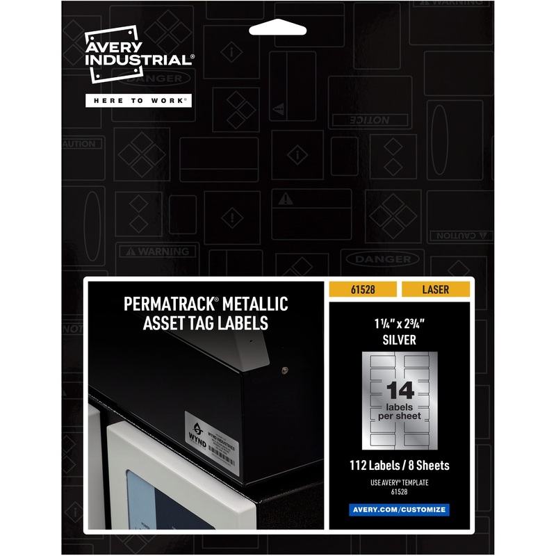 Avery PermaTrack Metallic Asset Tag Labels, 1-1/4 x 2-3/4 , 112 Asset Tags – AVE61528