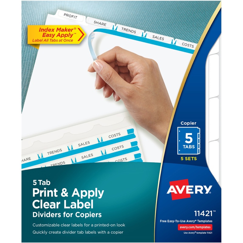 Avery Print & Apply Clear Label Dividers – Index Maker Easy Peel Printable Labels – AVE11421