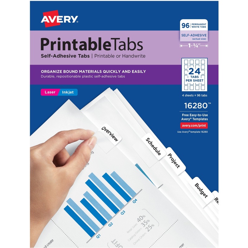 Avery Printable Repositionable Tabs – AVE16280