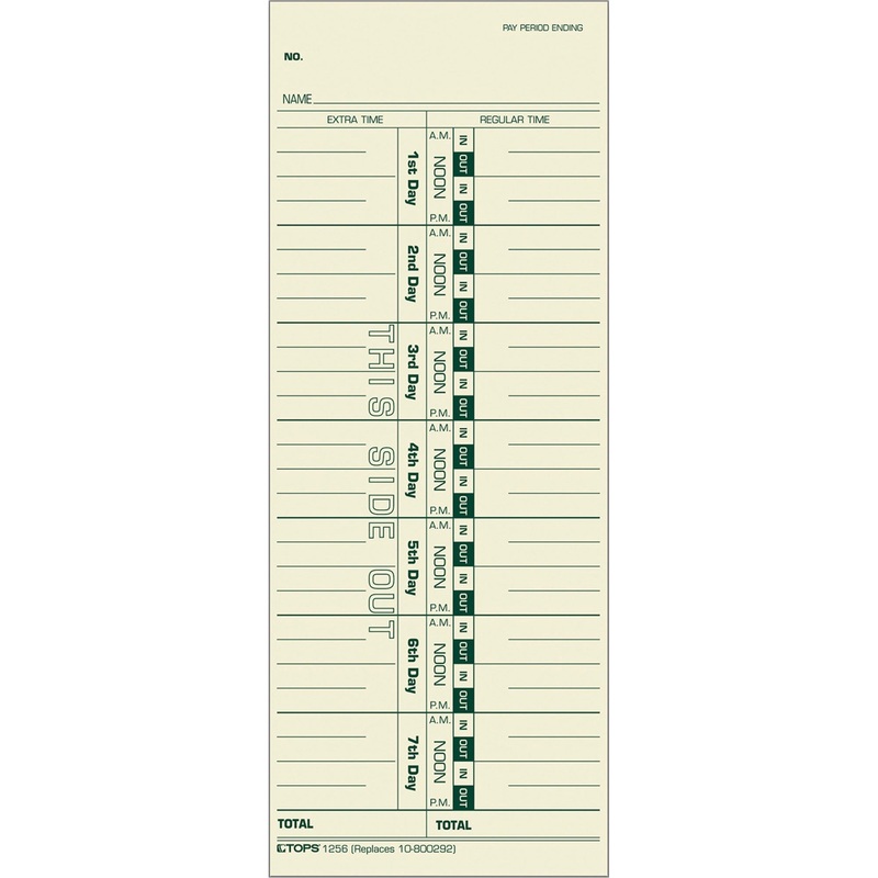 TOPS Regular/Overtime Weekly Time Cards – TOP1256