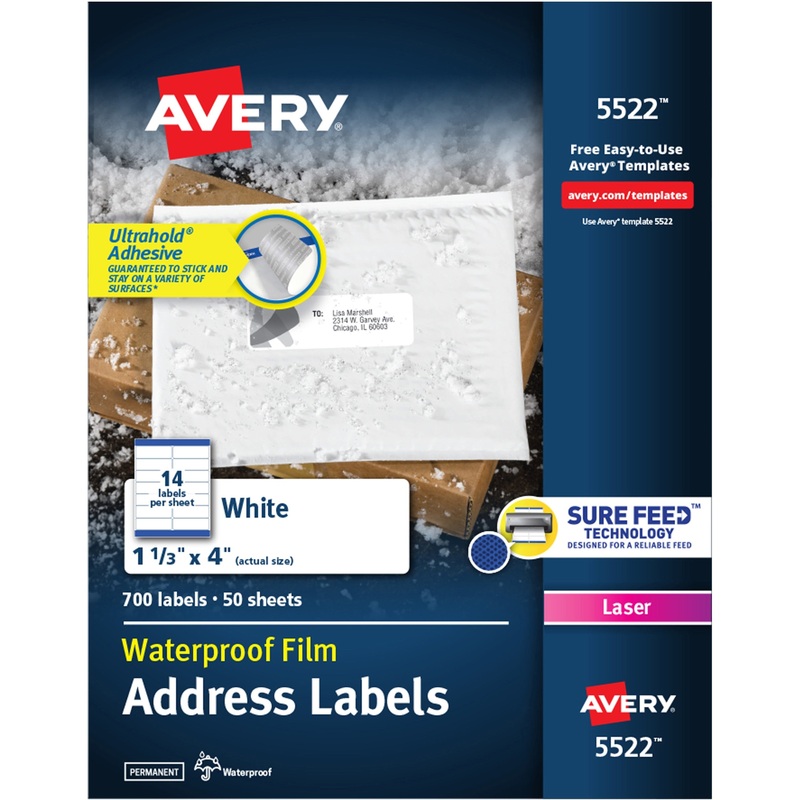 Avery 1-1/3 x 4 Labels, Ultrahold, 700 Labels (5522) – AVE5522