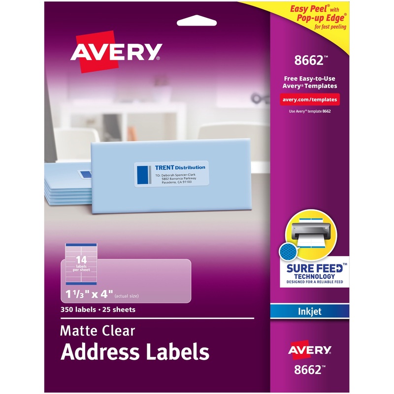 Avery Easy Peel Inkjet Printer Mailing Labels – AVE8662