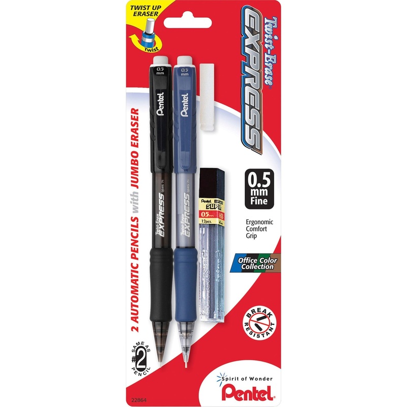 Pentel Twist-Erase Express Automatic Pencils – PENQE415LEBP2