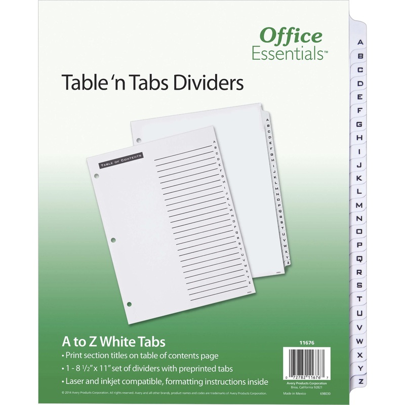 Avery A-Z Table ‘N Tabs Dividers – AVE11676