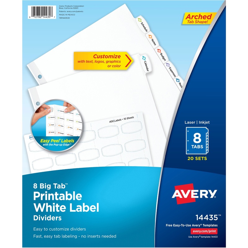 Avery Big Tab Printable White Label Dividers – AVE14435