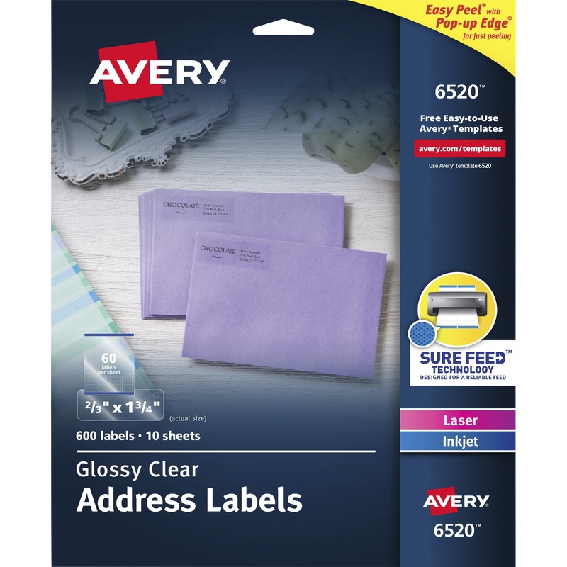Avery Easy Peel High Gloss Clear Mailing Labels – AVE6520