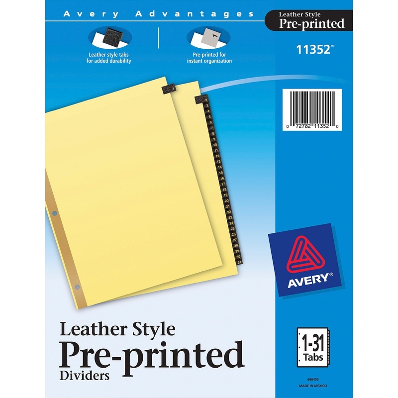 Avery Preprinted Tab Dividers – Gold Reinforced Edge – AVE11352
