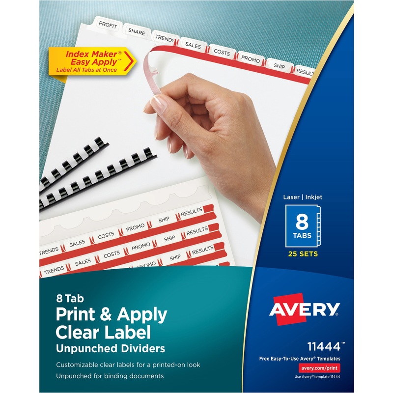 Avery Print & Apply Label Unpunched Dividers – Index Maker Easy Apply Label Strip – AVE11444