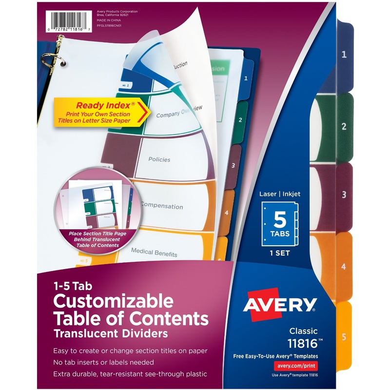 Avery Ready Index Customizable TOC Binder Dividers – AVE11816