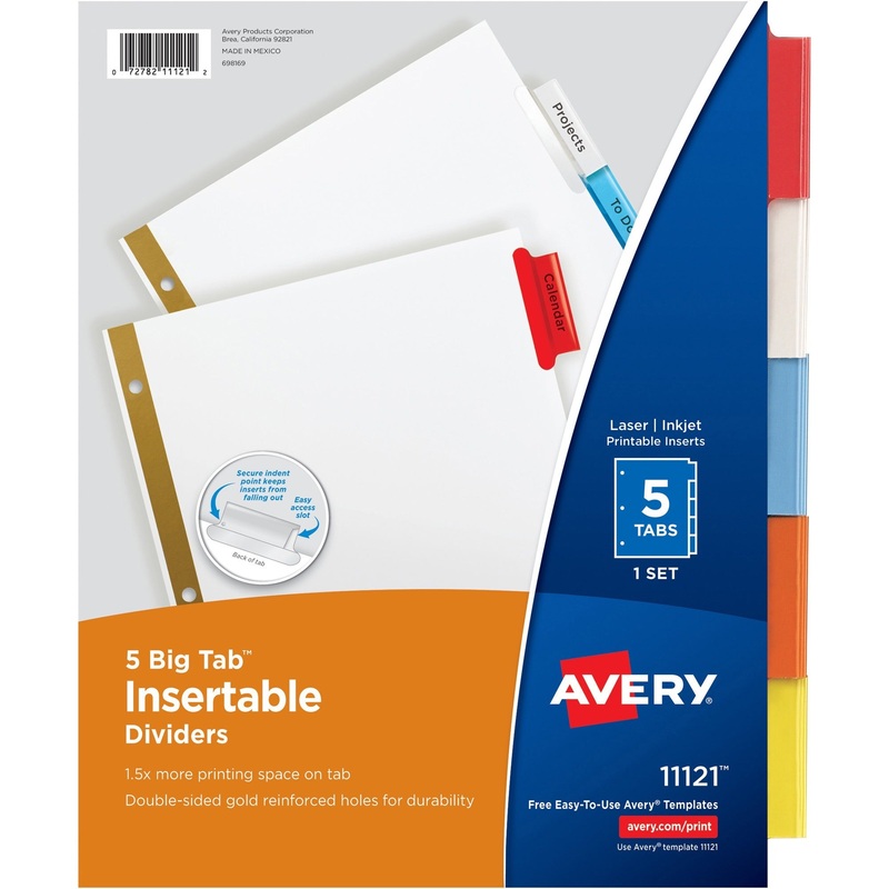 Avery Worksaver Big Insertable Tab Index Dividers – AVE11121