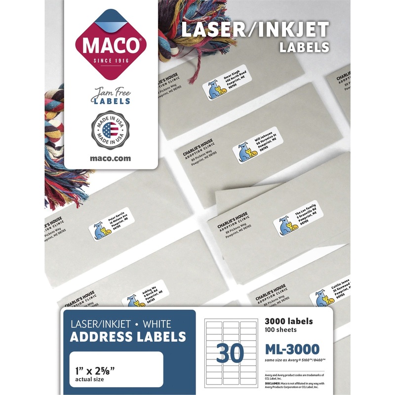 MACO White Laser/Ink Jet Address Label – MACML3000