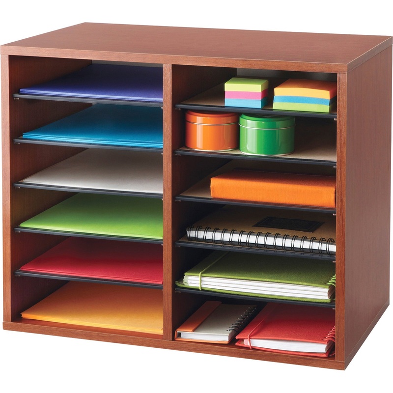 Safco Adjustable 12-Slot Wood Literature Organizer – SAF9420CY