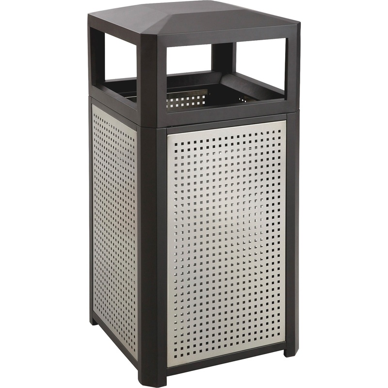 Safco Evos Series Steel Trash Can With Ash Urn – SAF9934BL
