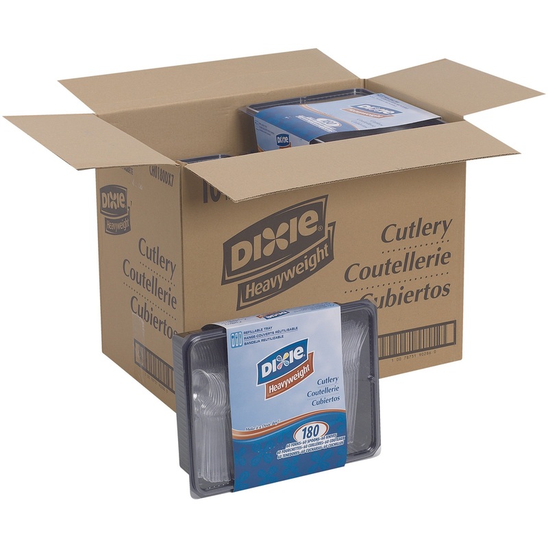 Dixie Heavyweight Disposable Forks, Knives & Teaspoons Keeper Pack Grab-N-Go by GP Pro – DXECH0180DX7CT
