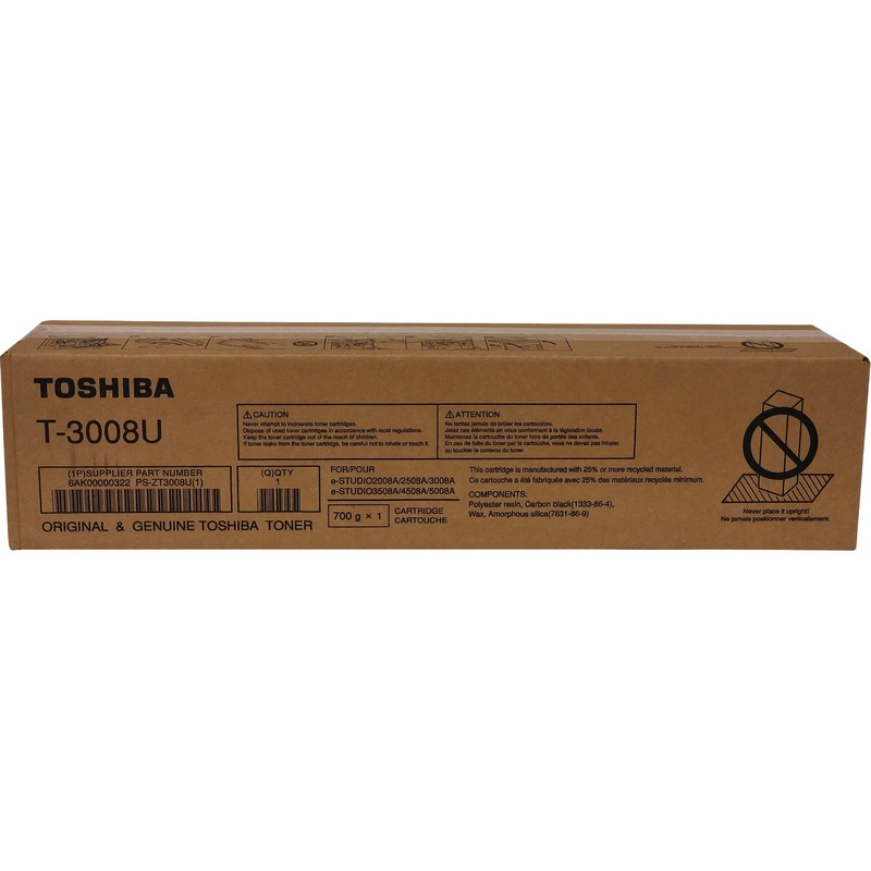 Toshiba Original Laser Toner Cartridge – Black – 1 Each – TOST3008U