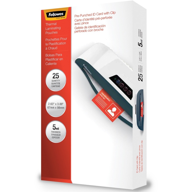 Fellowes Punched ID Card/Clip Glossy Laminating Pouches – FEL52033