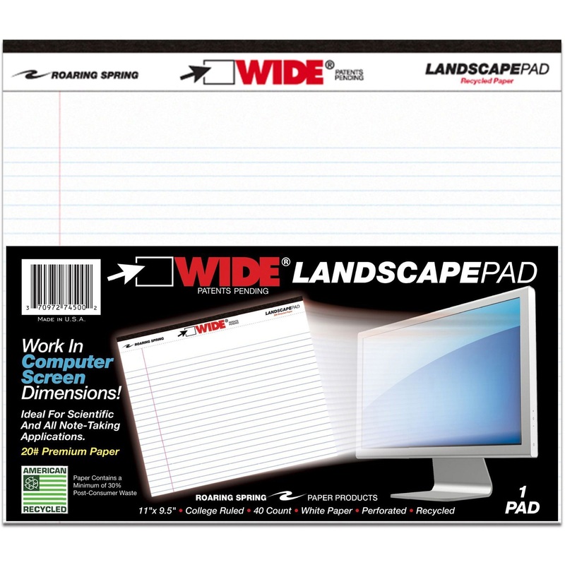 Roaring Spring Wide College Ruled Landscape Legal Pad – ROA74500
