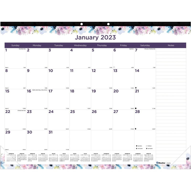 Blueline Passion Floral Desk Pad Calendar – REDC194113