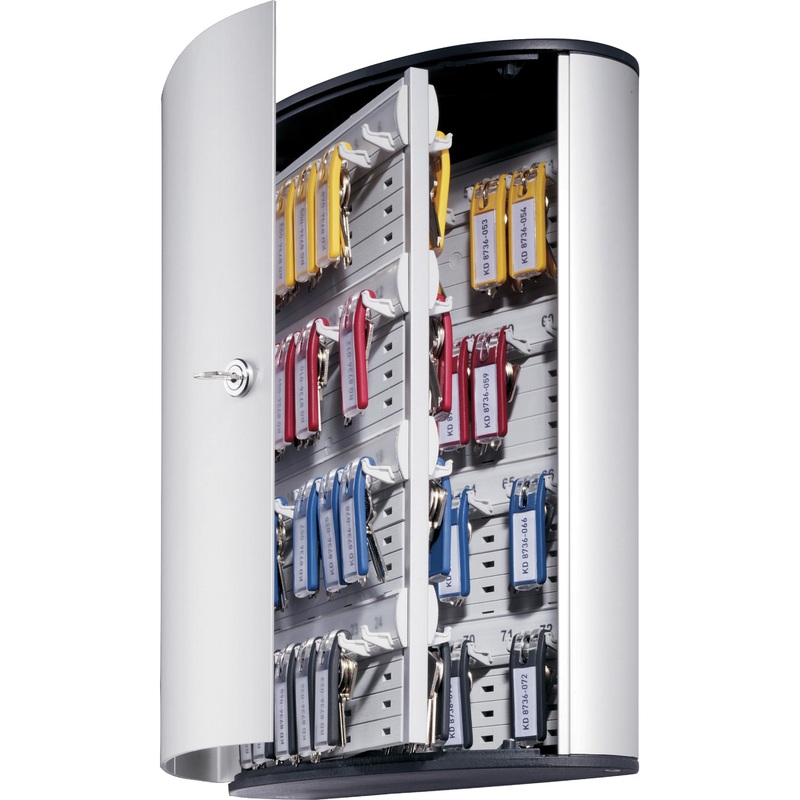 DURABLE Brushed Aluminum Keyed Lock 72-Key Cabinet – DBL195523