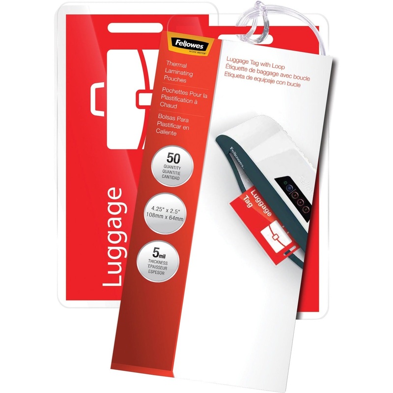 Fellowes Luggage Tag Glossy Laminating Pouches – FEL52034