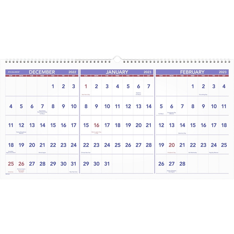 At-A-Glance 3-Month Horizontal Wall Calendar – AAGPM1428