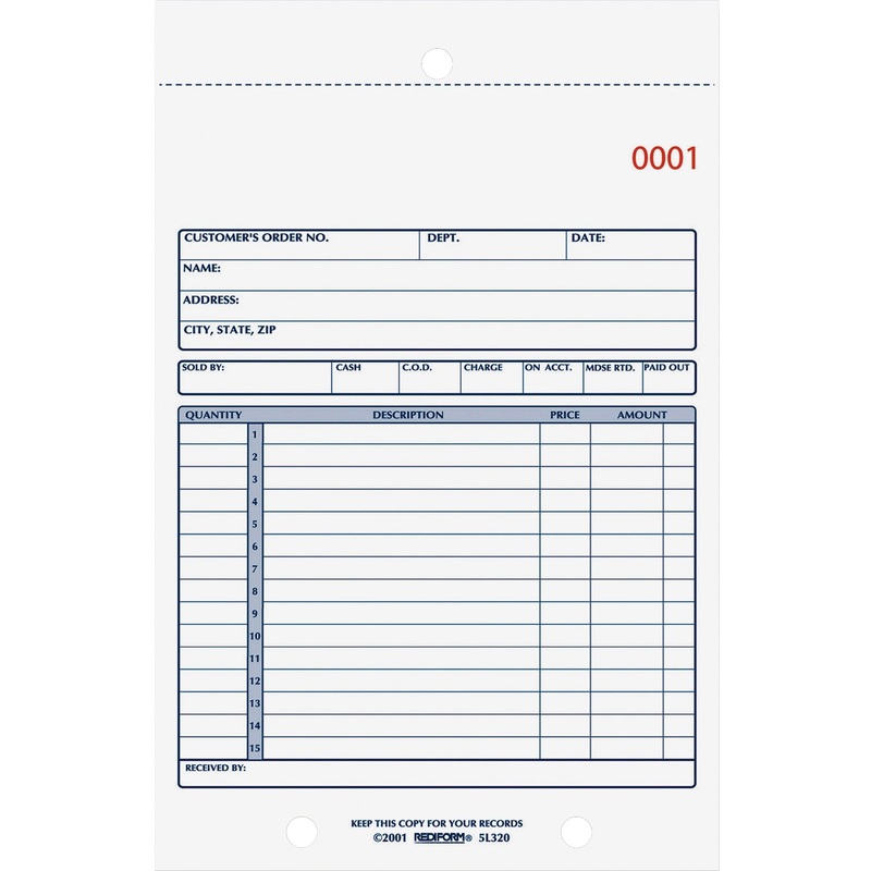 Rediform 2-Part Carbonless Sales Forms – RED5L320