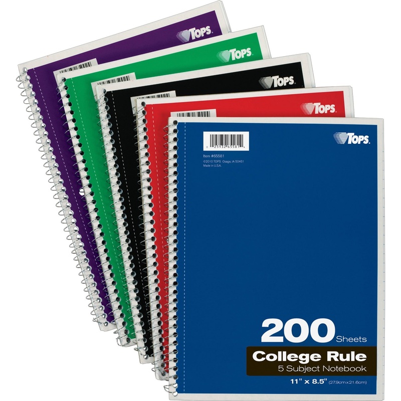 TOPS 5 – subject College – ruled Notebooks – Letter – TOP65581