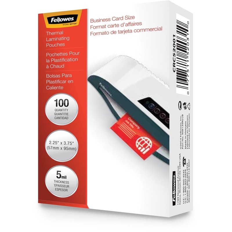 Fellowes Business Card Glossy Laminating Pouches – FEL52031