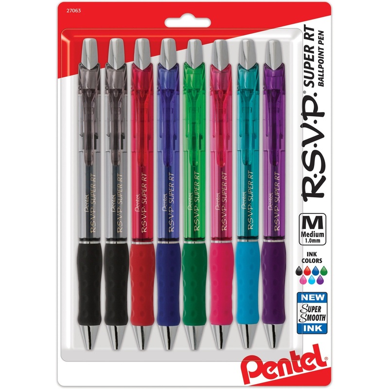 Pentel R.S.V.P. Super RT Retractable Ballpoint Pen – PENBX480BP8M