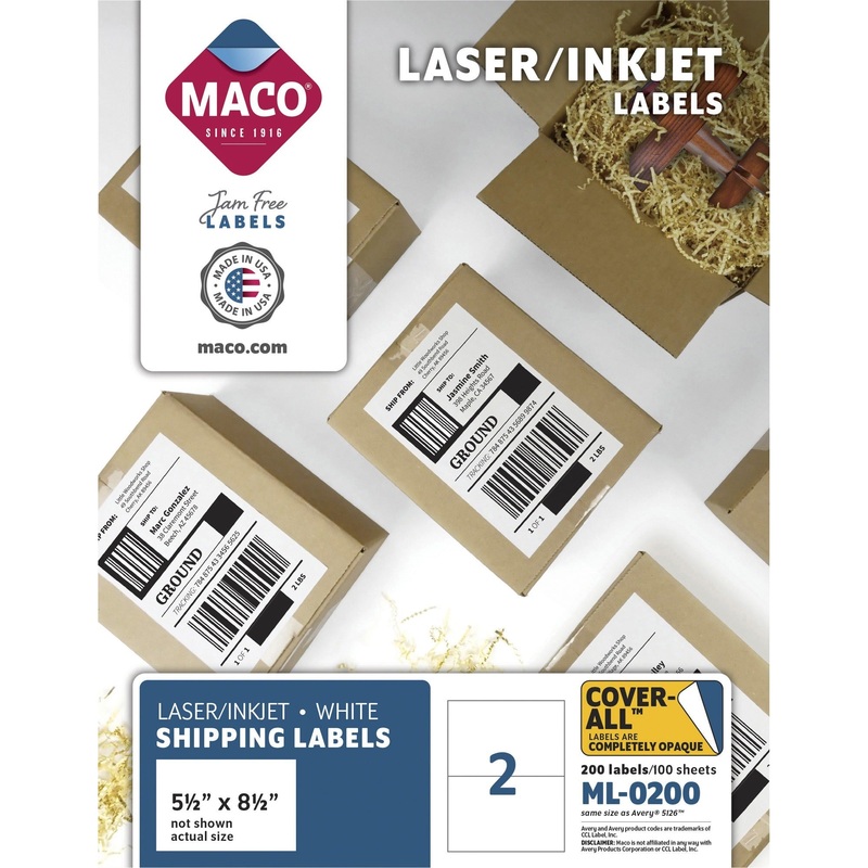 MACO White Laser/Ink Jet Internet Shipping Label – MACML0200