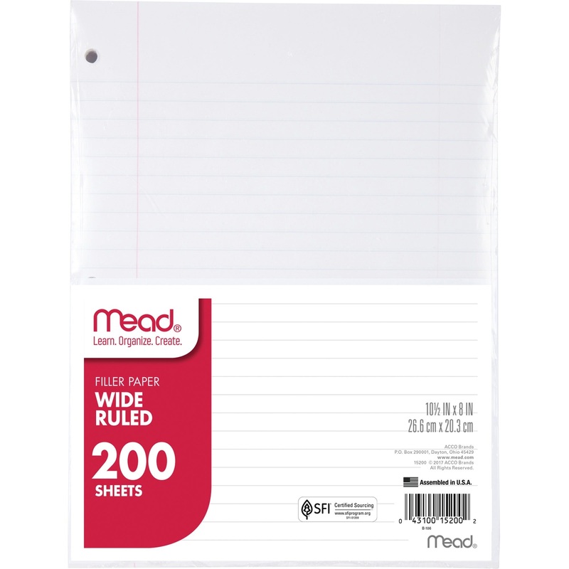 Mead 3-Hole Punched Wide-ruled Filler Paper – MEA15200
