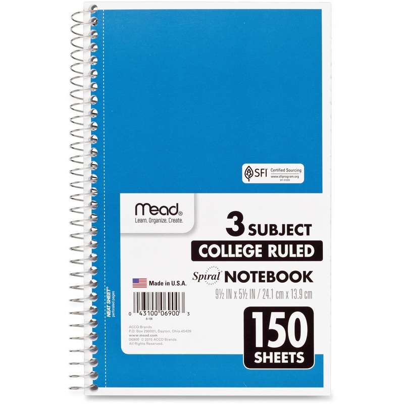 Mead 3-Subject Wirebound College Rule Notebook – MEA06900