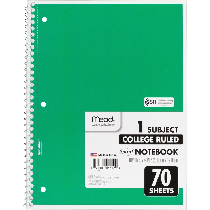 Mead One-subject Spiral Notebook – MEA05512