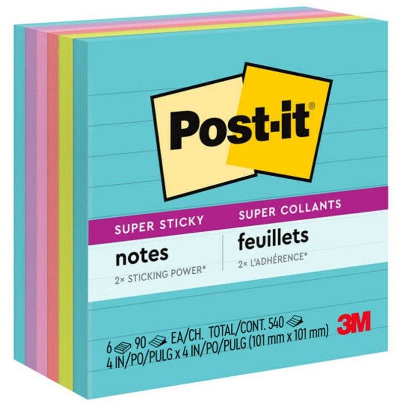 Post-it Super Sticky Lined Notes – Supernova Neons Color Collection – MMM6756SSMIA