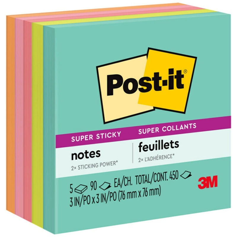Post-it Super Sticky Notes – Supernova Neons Color Collection – MMM6545SSMIA