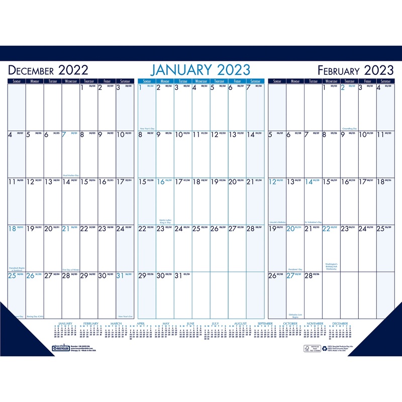 House of Doolittle 3-month View Monthly Desk Pad Calendar – HOD136