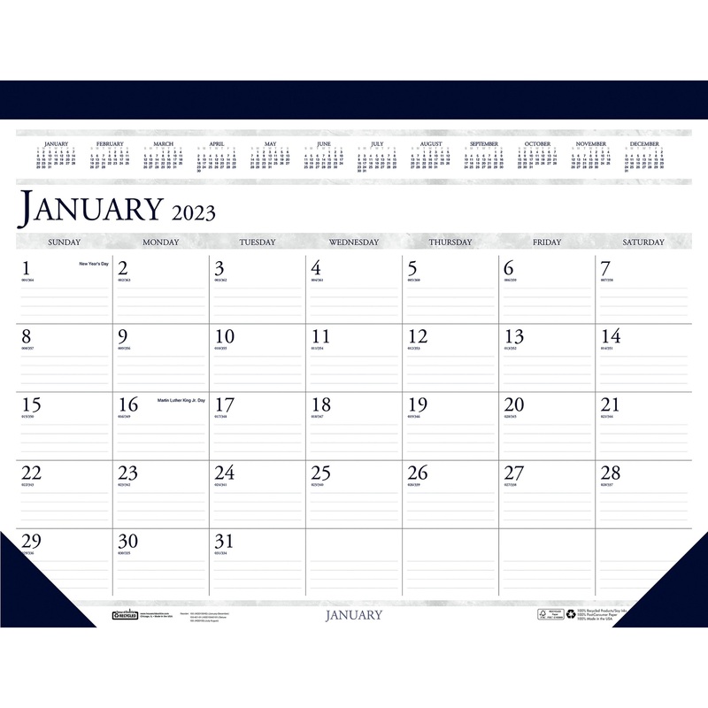 House of Doolittle Deep Blue Print 18.5 Desk Pad Calendar – HOD1506