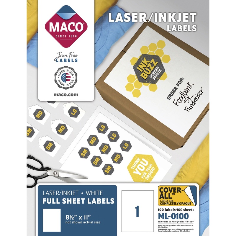 MACO White Laser/Ink Jet Full Sheet Label – MACML0100