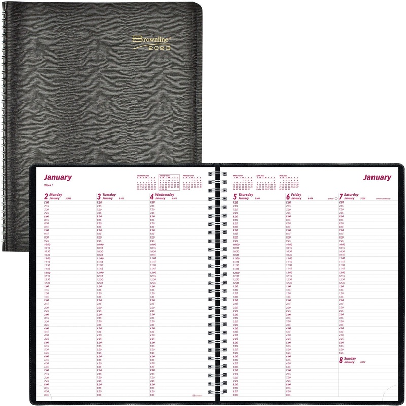 Brownline Soft Cover Twin-wire Weekly Planner – REDCB950BLK
