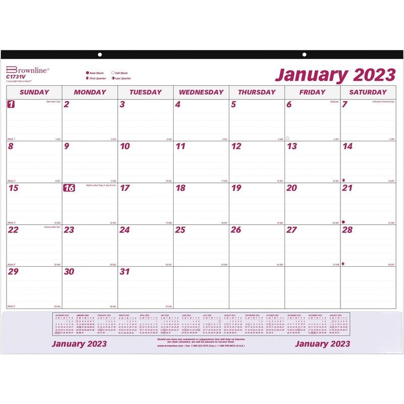 Brownline Vinyl Strip Monthly Desk Pad – REDC1731V