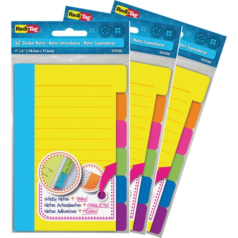 Redi-Tag Assorted Tab Ruled Sticky Notes – RTG10245