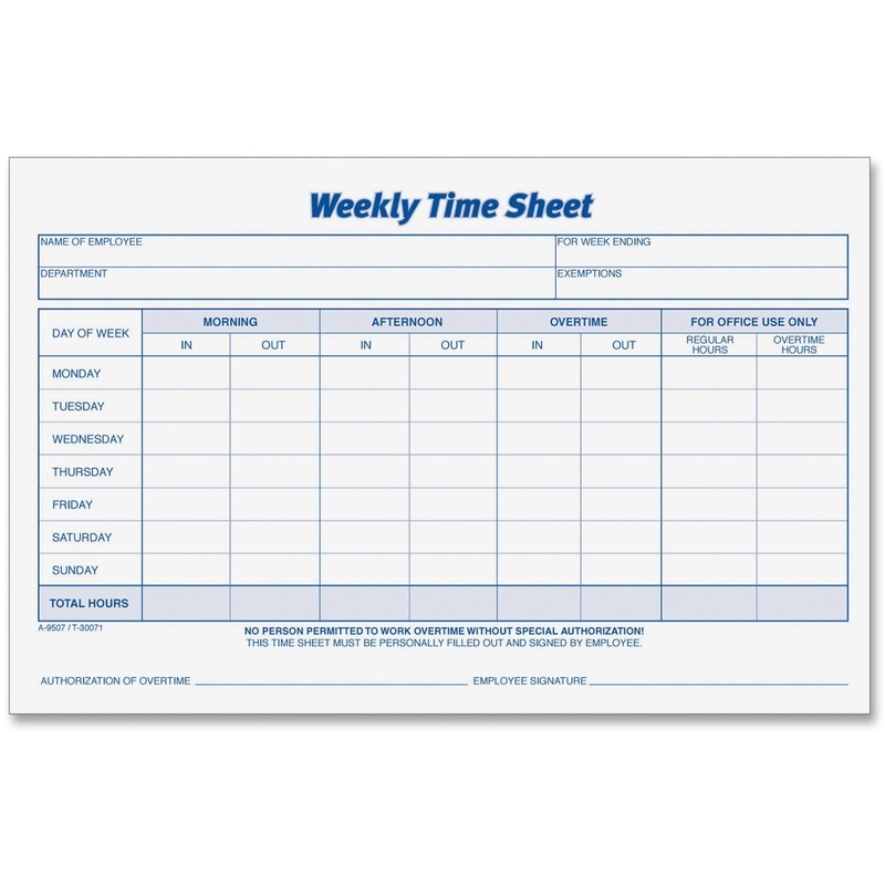 TOPS Weekly Timesheet Form – TOP30071