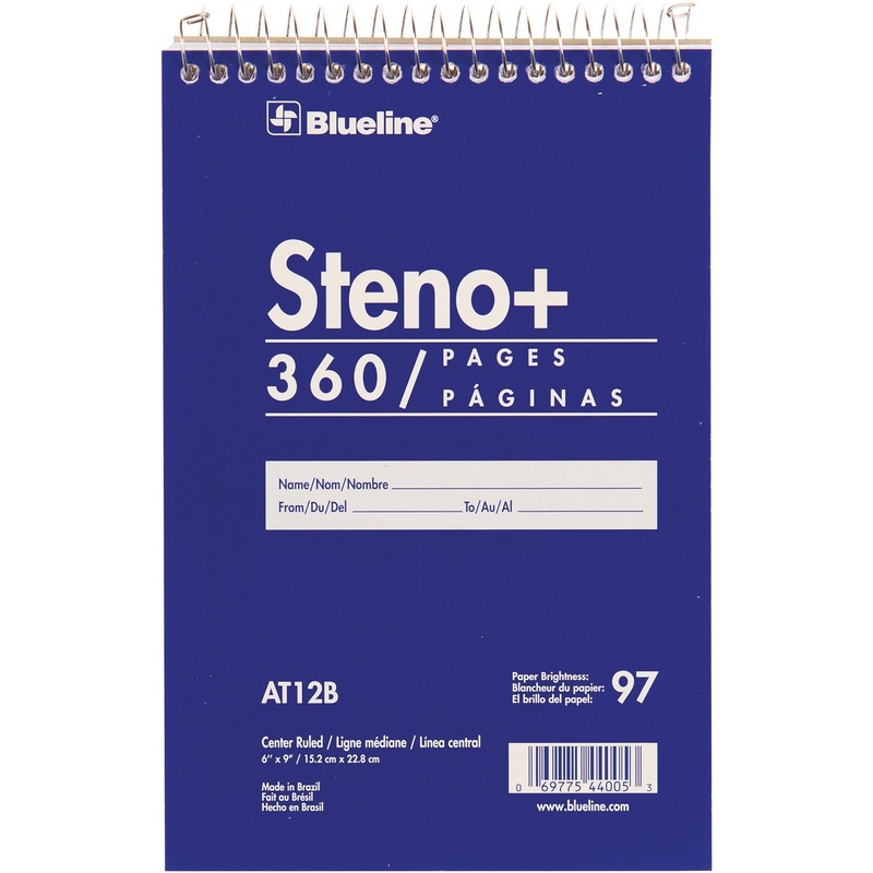 Blueline White Paper Wirebound Steno Pad – REDAT12B