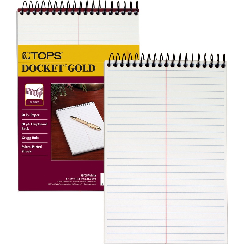 TOPS Docket Gold Spiral Steno Book – TOP99708