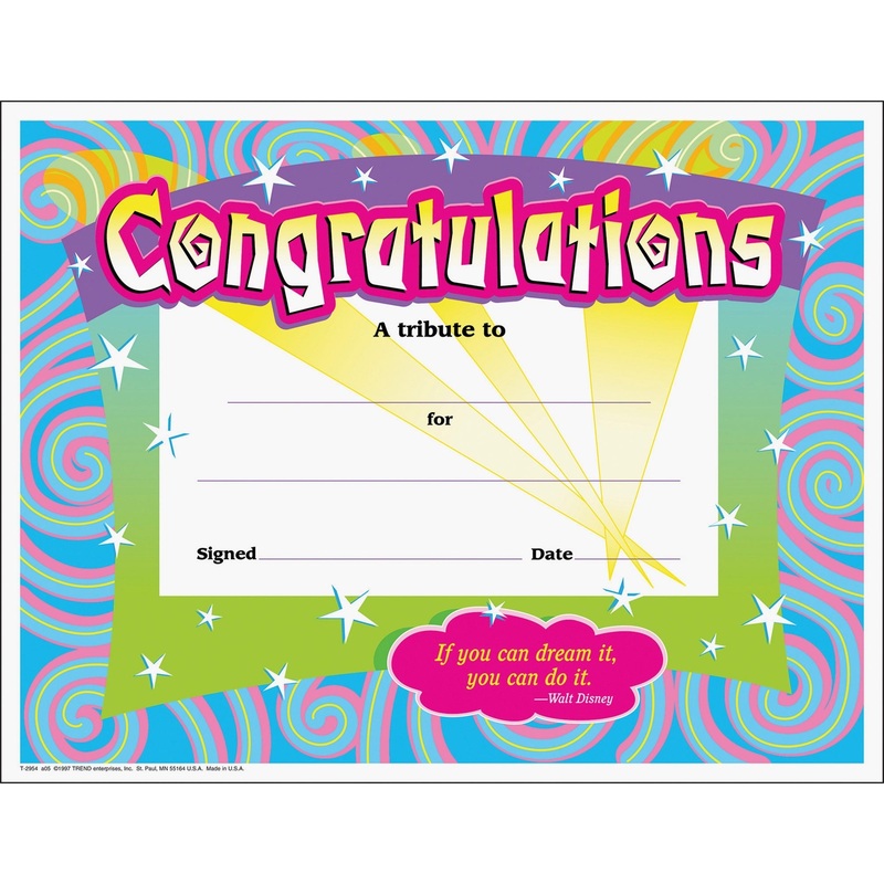 Trend Congratulations/Swirls Award Certificates – TEPT2954