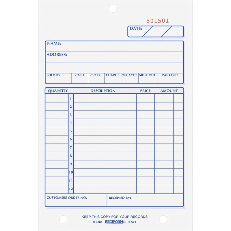 Rediform Carbonless Sales Forms – RED5L527