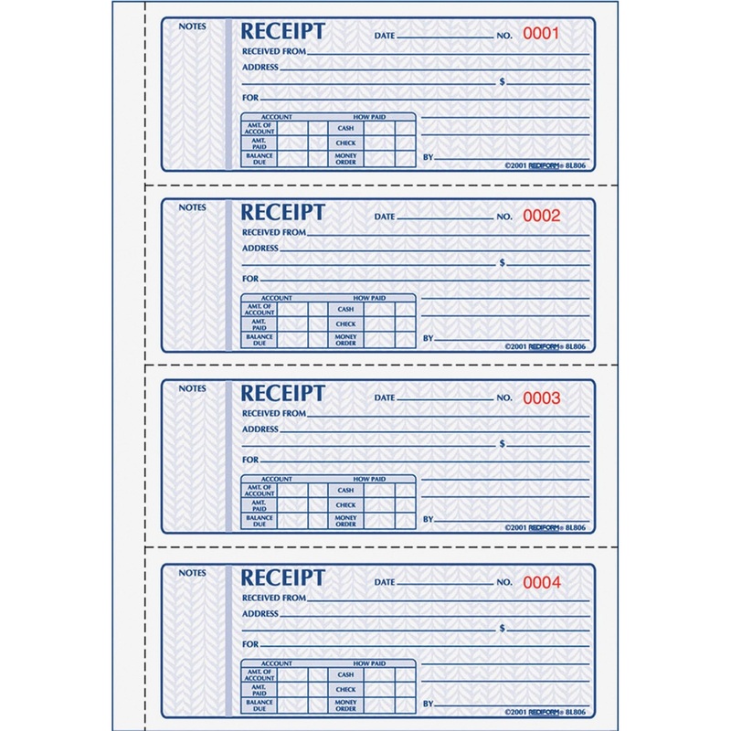 Rediform Money Receipt 4 Per Page Collection Forms – RED8L816