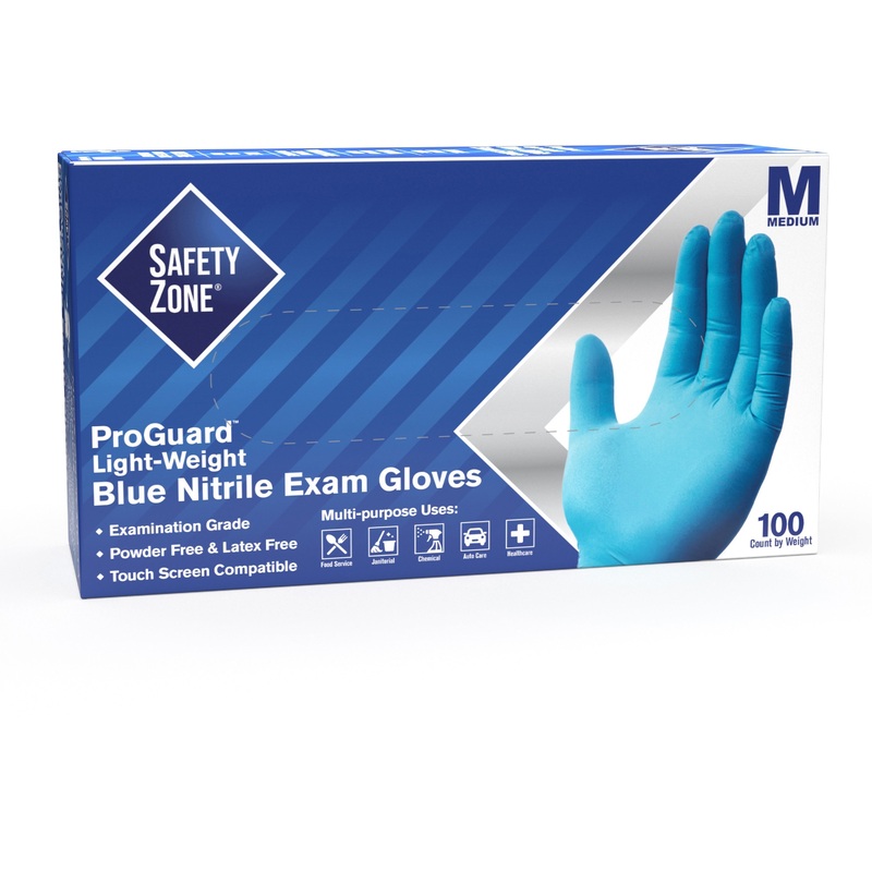 Safety Zone Powder Free Blue Nitrile Gloves – SZNGNPRMD1A